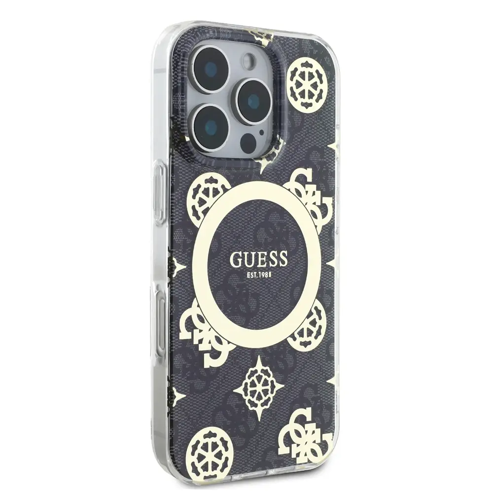 Guess iPhone 16 Pro Max MagSafe Peony Case Black