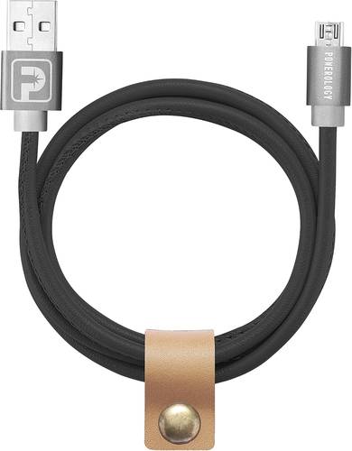 كابل مايكرو USB جلد بطول 1 متر من باورولوجي أسود