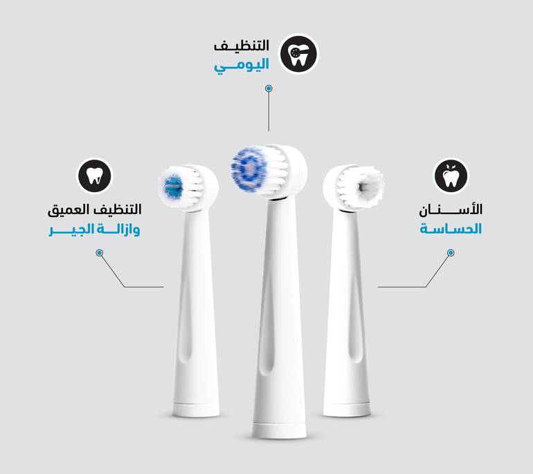 رؤوس فرشاة الاسنان الكهربائية اسام - 3قطع فرشاة التنظيف اليومية أسود Ai-41