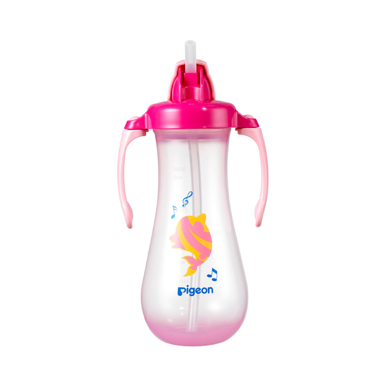 Pigeon Pink Tall Straw Bottle - 300ML
