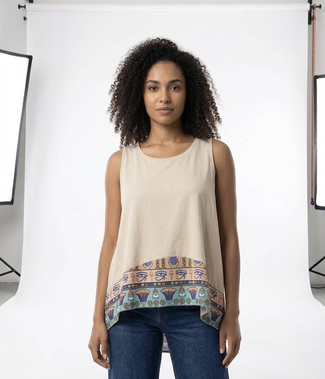 Cotton top with chiffon ancient details