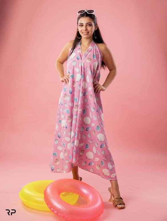 Backless Printed  Dress
