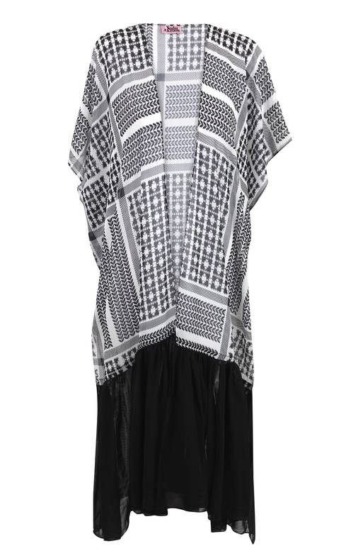 Palestinian keffiyeh Ruffle Kimono