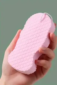 اسفنجة استحمام باث اسبونج لون ازرق ووردي ورمادي