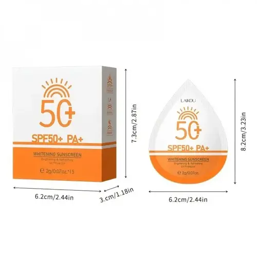 كريم واقي من أشعة الشمس للتبييض من الأشعة فوق البنفسجية لللوجه والجسم 15قطعة 2ج +SPF50+ PA‏