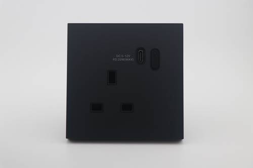 SMART SOCKET 13A USB+TYPE-C ( WIFI \ BLUETOOTH ) - ( GLASS ) - BLACK