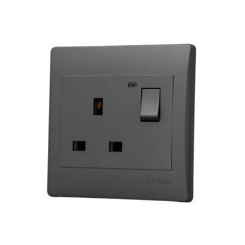 SOCKET 13A WITH KEY ( 7*7 ) VPON STAR - GRAY