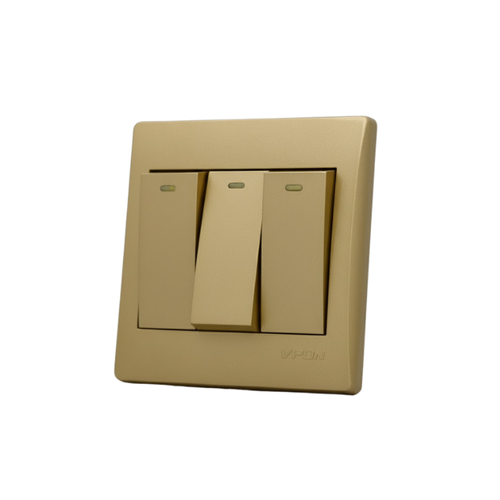 switch 3gang 2way ( 7*7 ) VPON STAR - GOLD