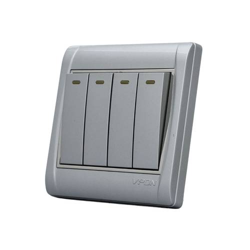switch 4gang 1way ( 7*7 ) VPON VISION - SILVER