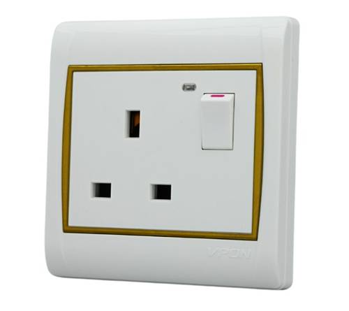SOCKET 13A WITH KEY ( 7*7 ) VPON VISION - WHITE