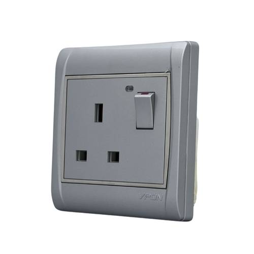 SOCKET 13A WITH KEY ( 7*7 ) VPON VISION - SILVER