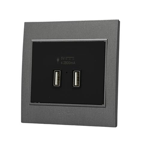 SOCKET 2 USB PORT ( 7*7 ) VPON GLORY - SILVER