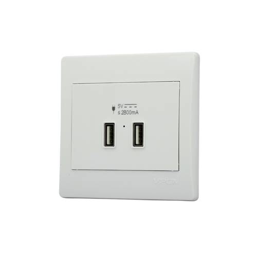 فيش 2 مدخل USB فيبون ستار ( 7*7 ) - ابيض