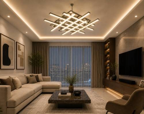 ثريا لطش LED ذهبي