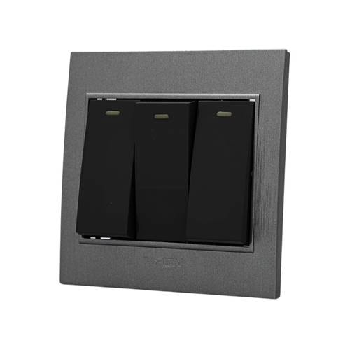 switch 3gang 2way ( 7*7 ) VPON GLORY - SILVER