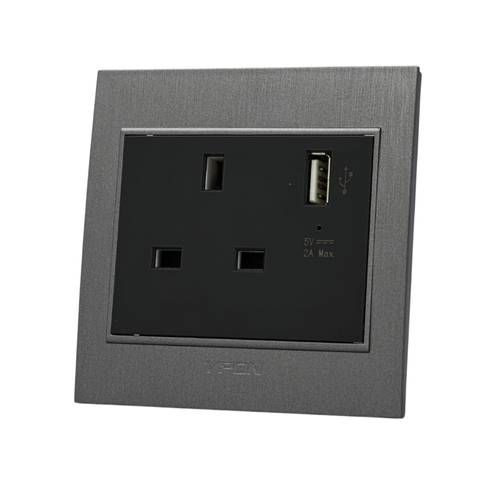 SOCKET 13A + USB ( 7*7 ) VPON GLORY - SILVER
