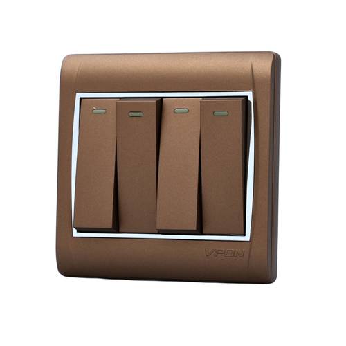 switch 4gang 2way ( 7*7 ) VPON VISION - BROWN