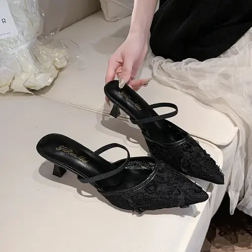 Luxury Designer White Women Wedding Pumps Mesh Embroidered Flowers Back Strap Sexy Slingback High Heel Dress Shoes for Ladies