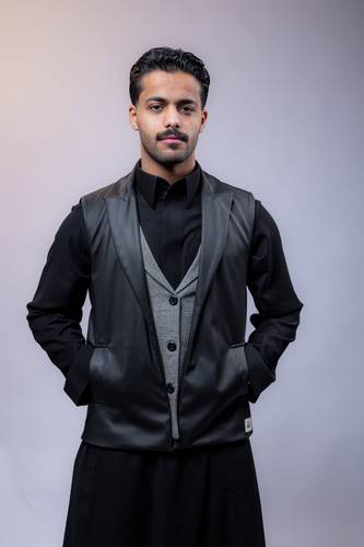 سديري سجفة لينن مع الجلد الهندي