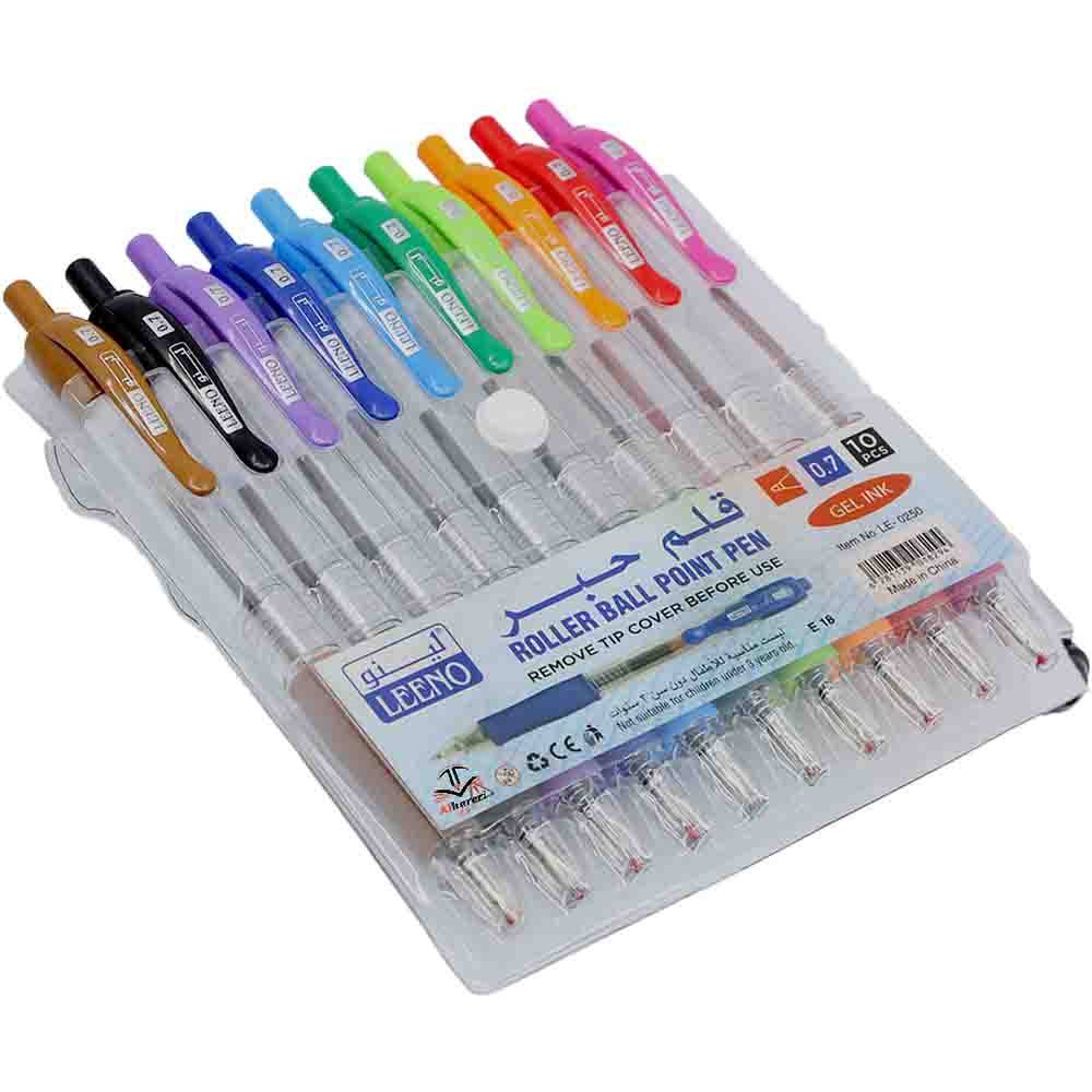 LEENO Ballpoint Pen 10 Colors 0.7mm Push Button Set LE-0250