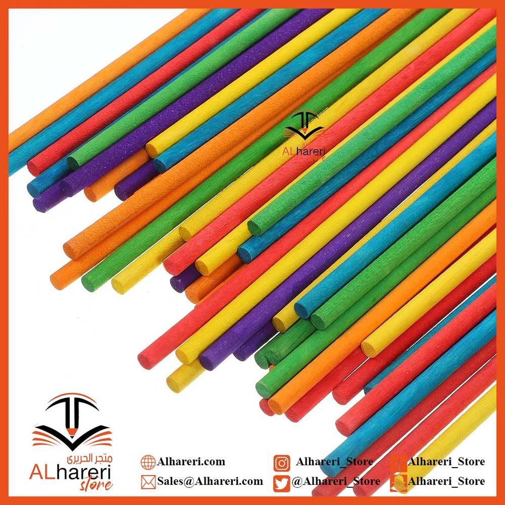 حزمة عصي اعواد الشوي الخشبية ملونة وسط BQ-8262