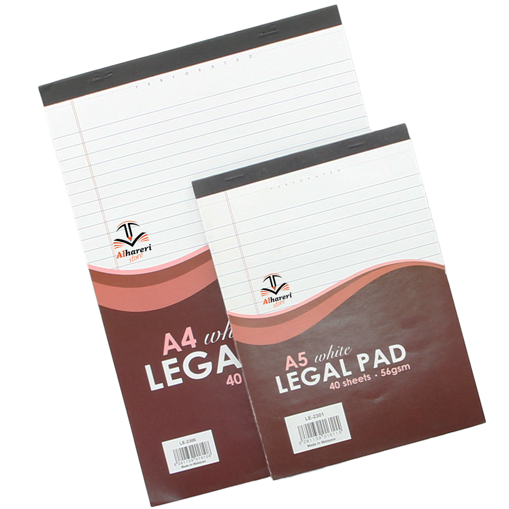 Legal PAD 40 sheet 56gsm A5 and A4