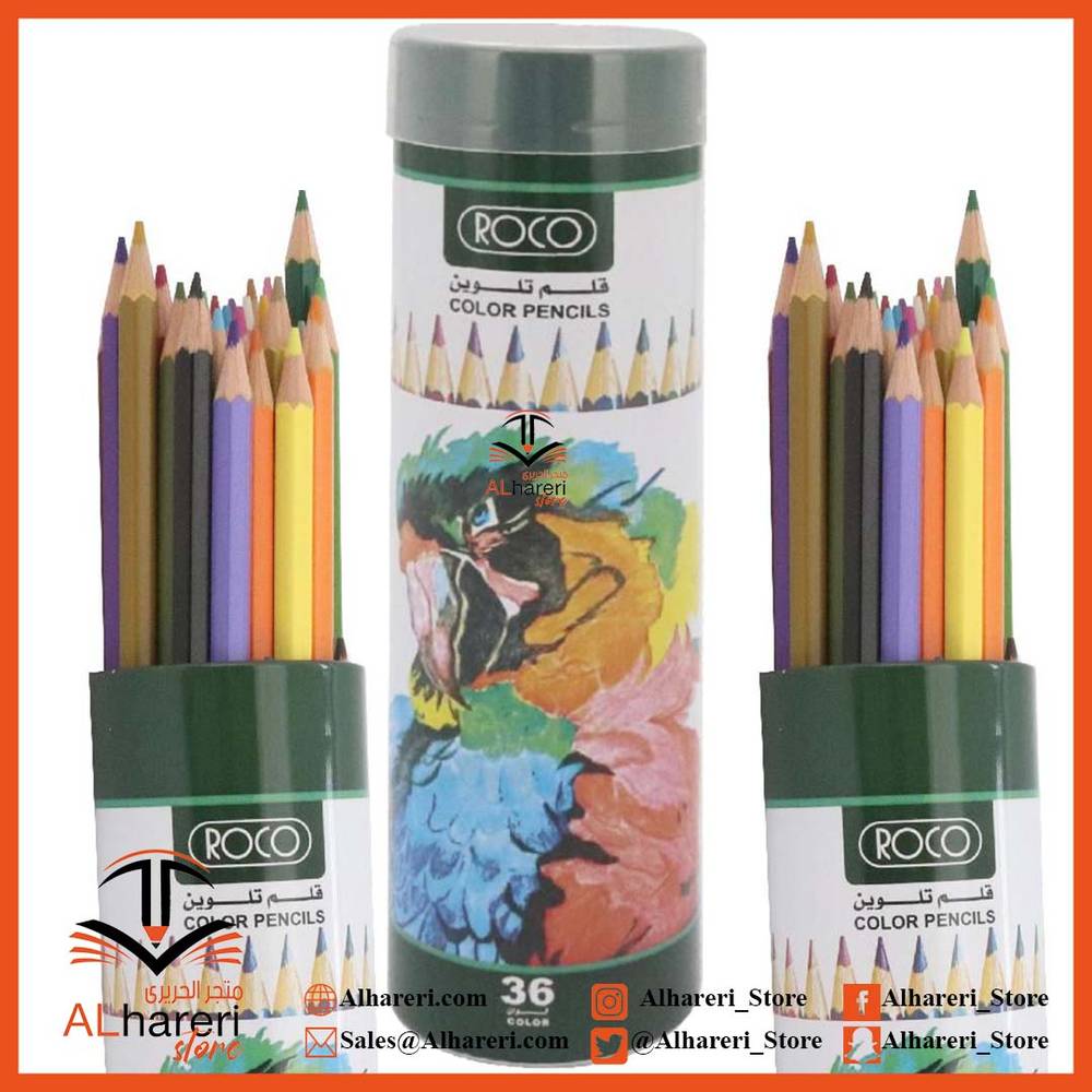 set of 36 wooden colors in a cylindrical box