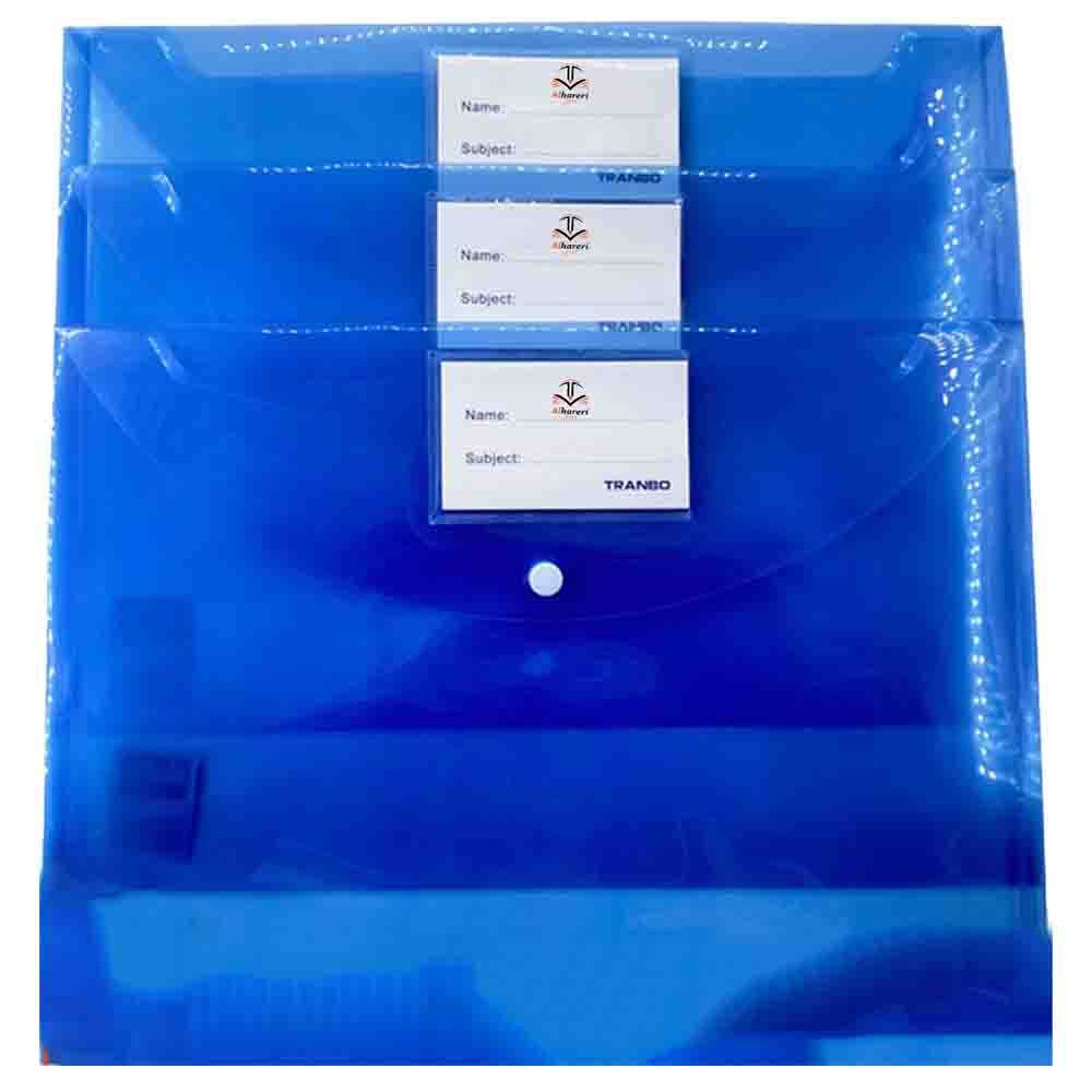 Blue Transparent Plastic Snap Envelope File | FC Size