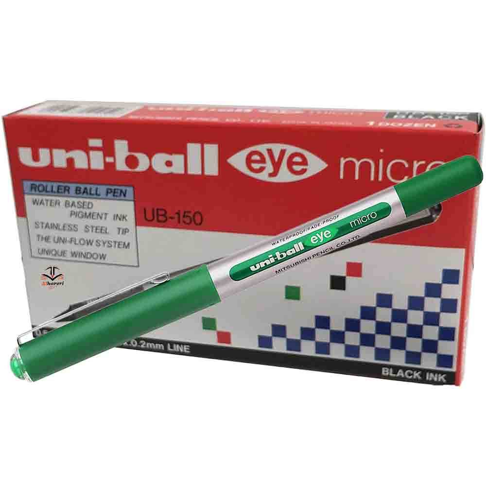 يوني بول قلم حبر سائل أخضر برأس رفيع 0.5 ملم eye Micro MI-UB150-GN | درزن 12 حبة