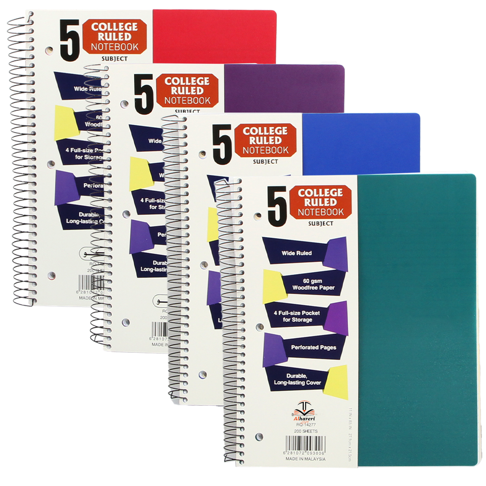 NOTEBOOK 5 SUBJECT WIRE B5 200 Sheets