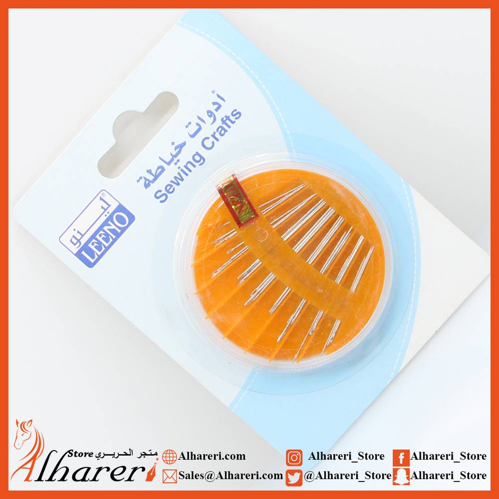 Set of 30 metal sewing needles in a plastic box