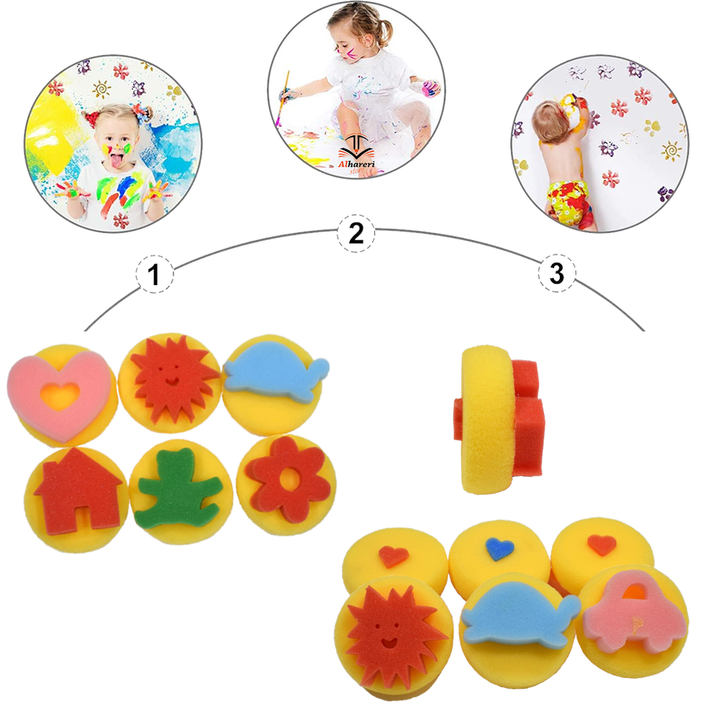 Sponge stamps for drawing in different shapes, 7.5 cm