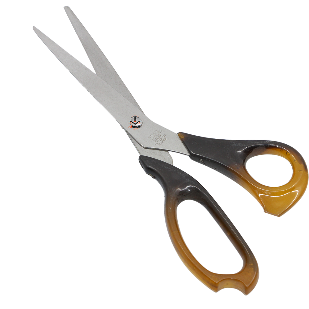 Economical metal scissors large brown plastic handle