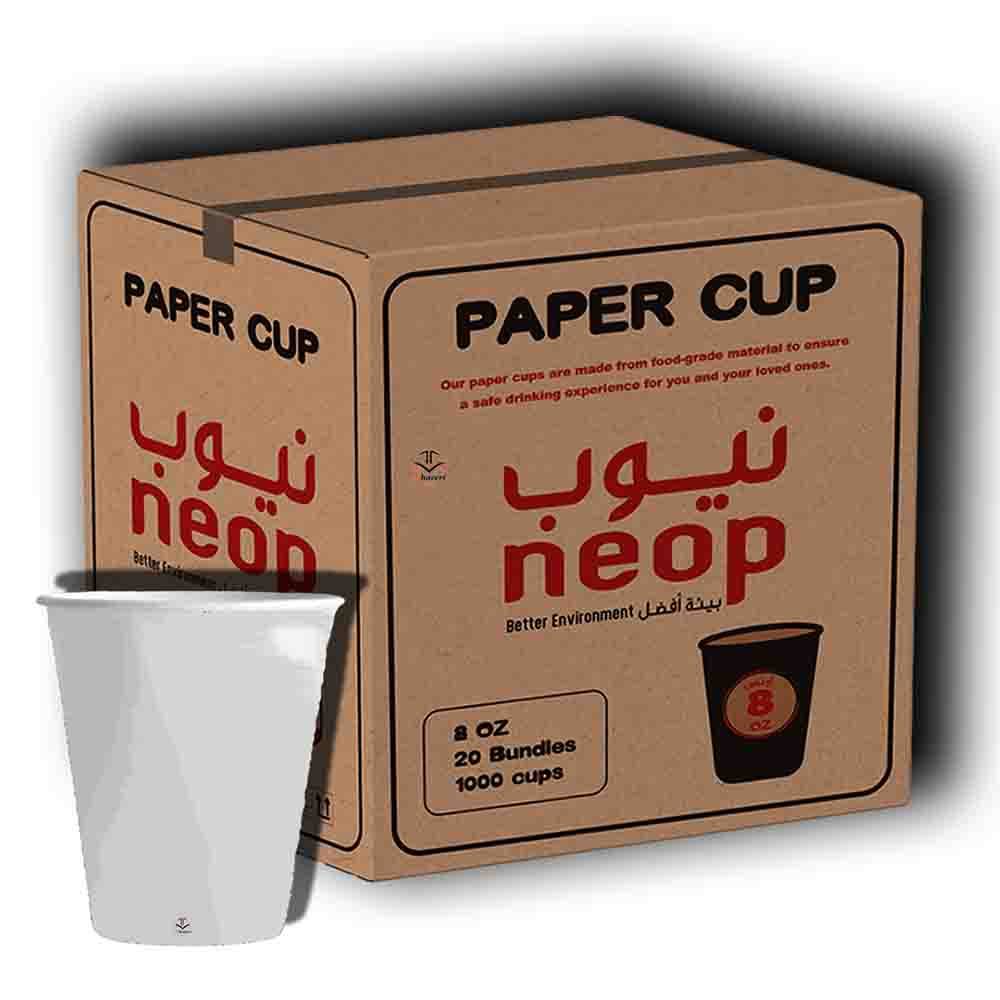 كرتون 1000 كوب | 8 أونز أبيض | نيوب