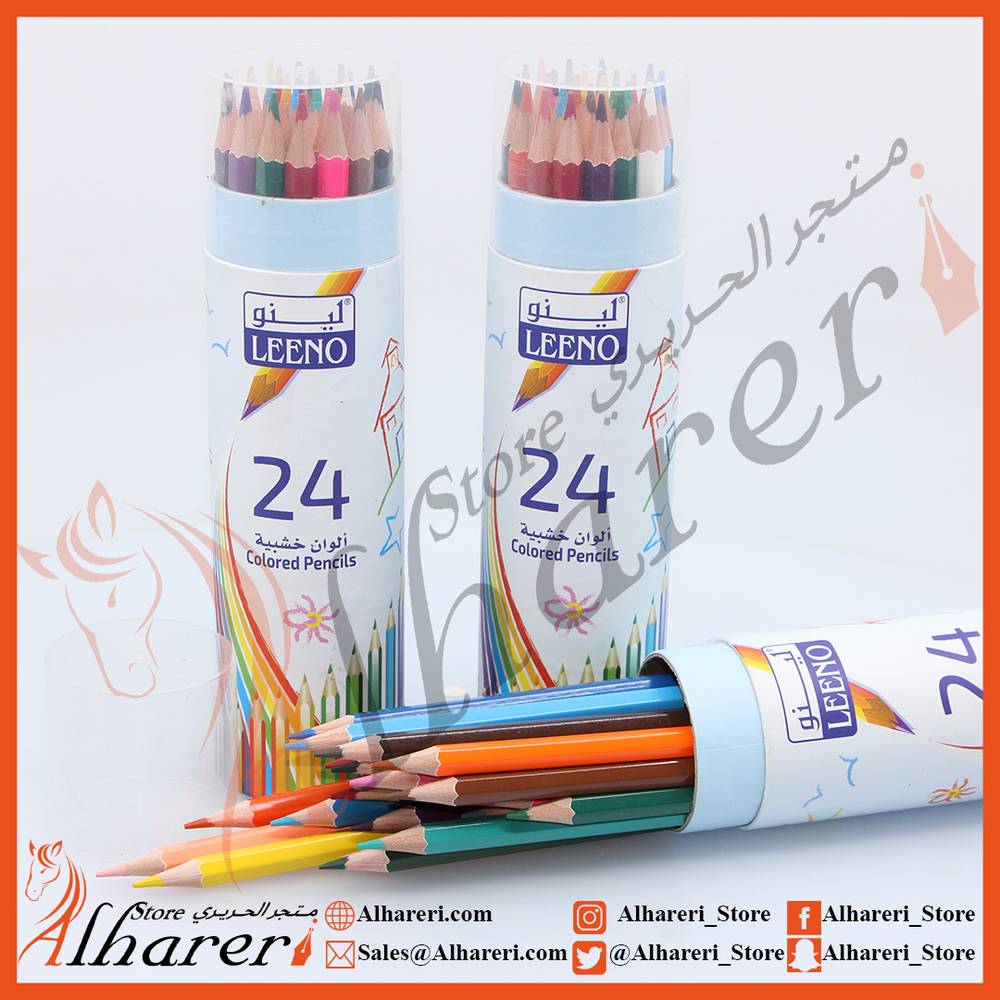 Wooden Color Set 24 Colors Cylindrical Box