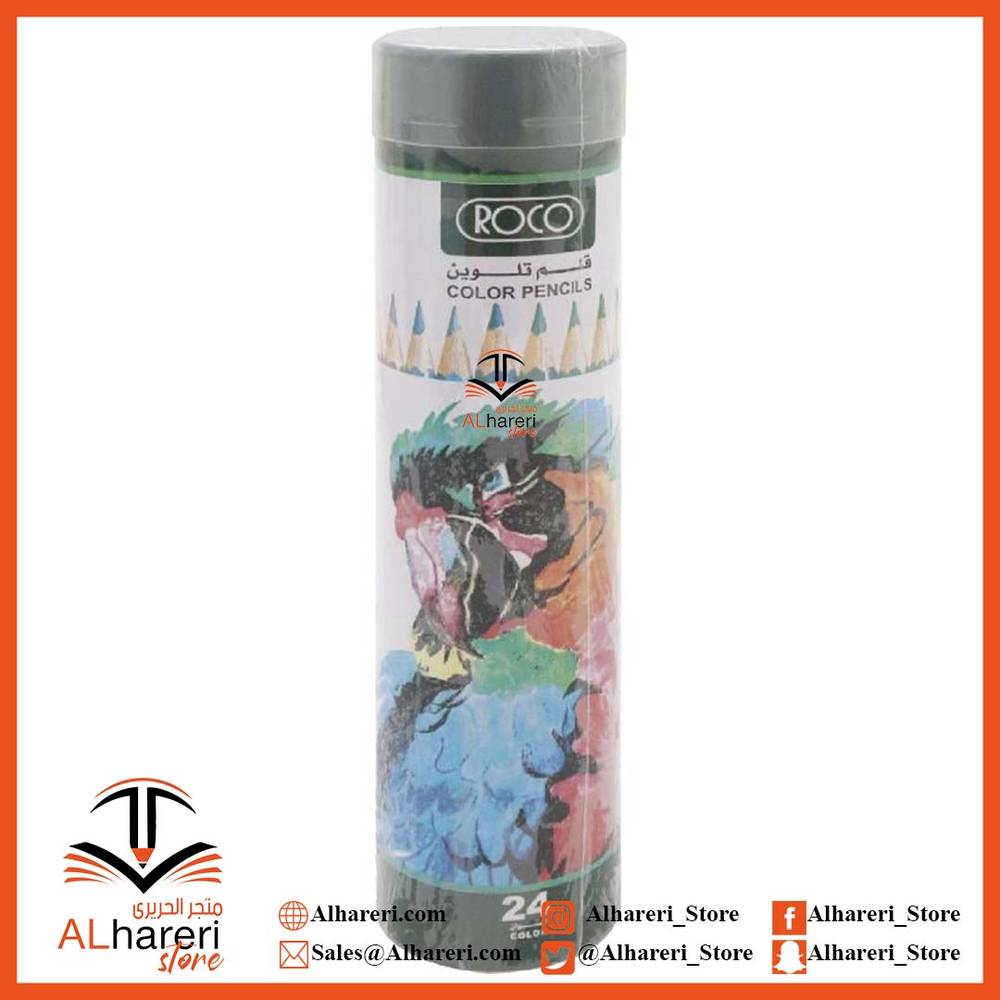 set of 24 wooden colors in a cylindrical box
