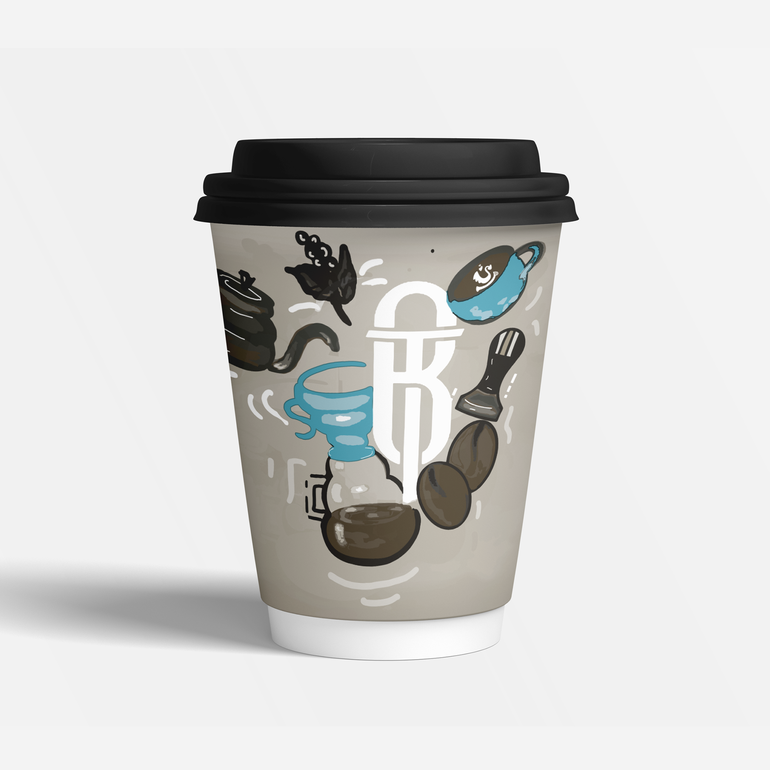 Barista Tools Paper Cups 9oz 40ps BEIGE With cover أكواب ورقية باريستا تولز 9أونصة 40كوب مع غطاء