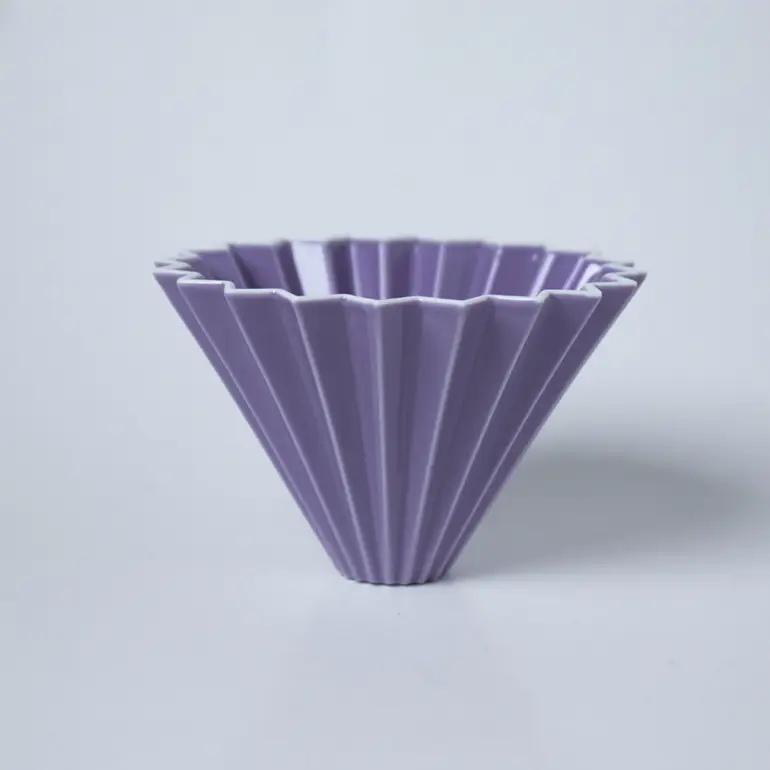 Origami Dripper M 02 with Wood Holder PURPLE قمع ترشيح اورقامي بنفسجي مع قاعدة خشبية