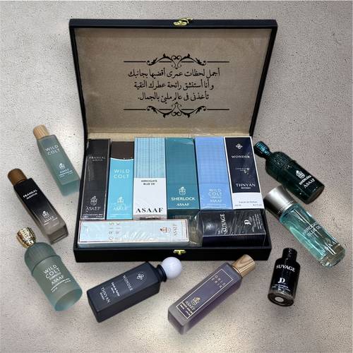 مجموعة عطور ترند الاكثر مبيعاء في عالم العطور*  مجموعة رجالية   عطور عساف 200 ملى   عطور لافير 200 ملى عطور ثنيان 250 ملى   مجموعة العطور 6 عطور 200 ملى  عطر ثنيان 250 ملى  ثبات وفوحان لا يقل عن12 ساعه   عطر بديل سوفاج 100 ملى هدية العرض   بكس جلد ملكي    عبارة نحت ليزر حسب الطلب