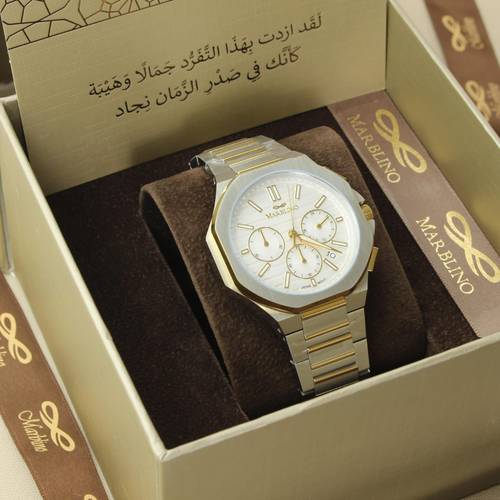 اكتشف ساعة ماربيلينو الرجالية الجديدة من موديل سل استيل على شكل بلغاري، تجمع بين التصميم الأنيق والجودة الفائقة. مصنوعة من مادة الاستيل عالية الجودة، وتتميز بتصميم فريد يضفي لمسة من الرقي والأناقة على إطلالتك. تأتي مع ضمان ممتد لمدة 4 سنوات، وتتوفر في علبة وكيس مبتكر بنفس الاسم، لتكون الهدية المثالية أو الرفيق الدائم لمناسباتك الخاصة. استمتع بالفخامة والتميز مع ماربيلينو.