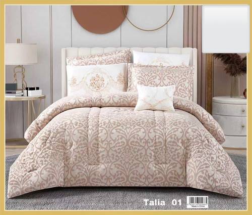توفر لحاف 7 قطعه  جاكار عرايسي ناعم وجهين       راقي جد مره حلووو  1 لحاف حشوه نفرين مقاس 230 /250  1 مفرش سرير مطاط مقاس 200/200 4 كيس مخده كبيره  1 مخده مربعه   مفرش نوم استمتع بنوم اعمق
