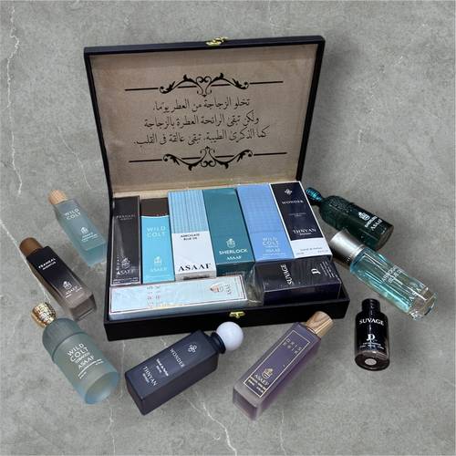مجموعة عطور ترند الاكثر مبيعاء في عالم العطور*  مجموعة رجالية   عطور عساف 200 ملى   عطور لافير 200 ملى عطور ثنيان 250 ملى   مجموعة العطور 6 عطور 200 ملى  عطر ثنيان 250 ملى  ثبات وفوحان لا يقل عن12 ساعه   عطر بديل سوفاج 100 ملى هدية العرض   بكس جلد ملكي    عبارة نحت ليزر حسب الطلب