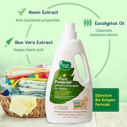 Mother Sparsh Plant Powered Baby Laundry Liquid Detergent With Bio - Enzymes and Eucalyptus Oil