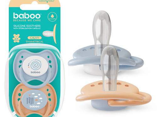 Baboo - Silicone Symmetrical Baby Pacifier With Sterilizer Box - 2pcs 