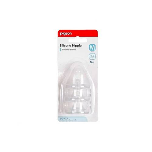 PIGEON SILICONE NIPPLE - 3PC M 4+M