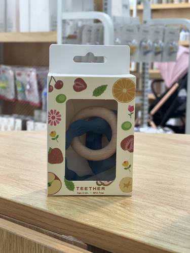 food grade teether with wooden ring