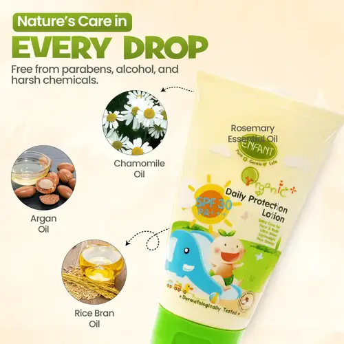 ENFANT Organic Daily Protection Lotion SPF30 PA+++ | Baby Face & Body Sunscreen Lotion