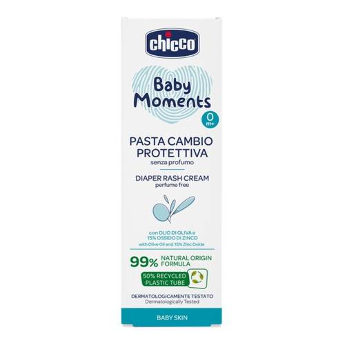 Chicco Baby Moments Diaper Rash Cream with Olive Oil & 15% Zinc Oxide (0+ Months, Perfume Free)100ML