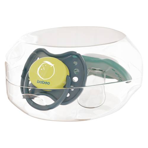 Baboo - Silicone Orthodontic Baby Pacifier With Sterilizer Box - 2pcs 