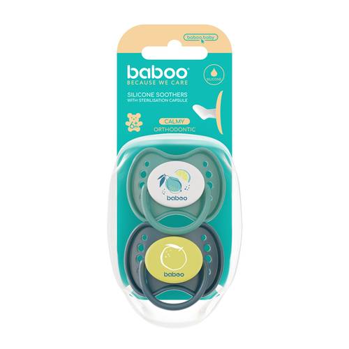 Baboo - Silicone Orthodontic Baby Pacifier With Sterilizer Box - 2pcs 